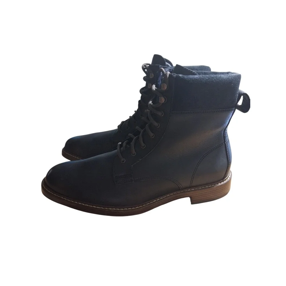 Cole Haan Mens size 8½ Black‎ Leather Classic Casual Office Dress Lace Up Boots